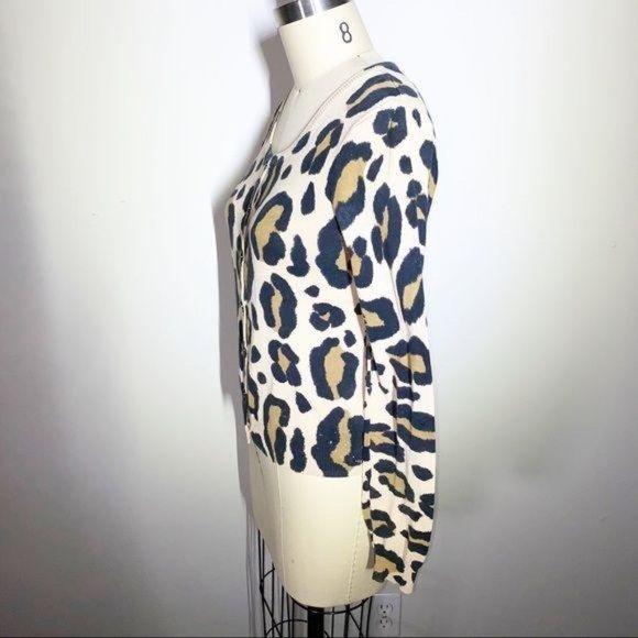 H&M Divided Grungy Destroyed Chunky Leopard Print Knit Cardigan - Size 8… - Picture 7 of 14
